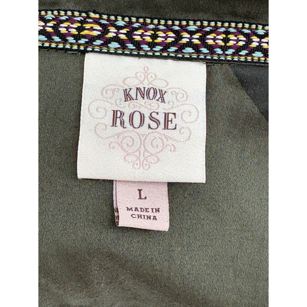 Knox Rose‎ Utility Jacket Olive Green Black Star Print Drawstring Waist Large - Picture 5 of 7